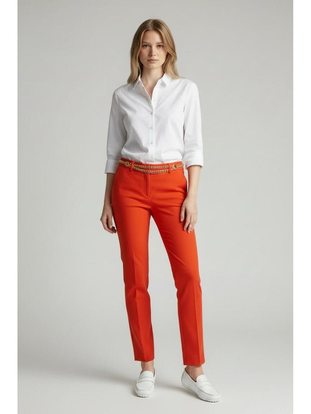 Banana Republic Sloan Fit Pants Red Orange Jacquard Textured Slim Ankle, Size 2